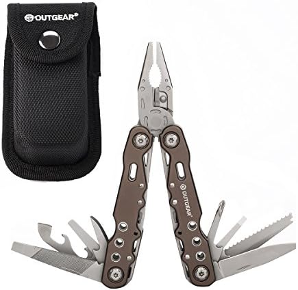 OutGear 13-in-1 Tactical Multi-Tool, Stainless Steel Spring-loaded Pliers, Safe Locking Function, Ideal for Hiking, Quick Car Fixes, Camping, Gardening, Survival, Fishing and DIY Tasks