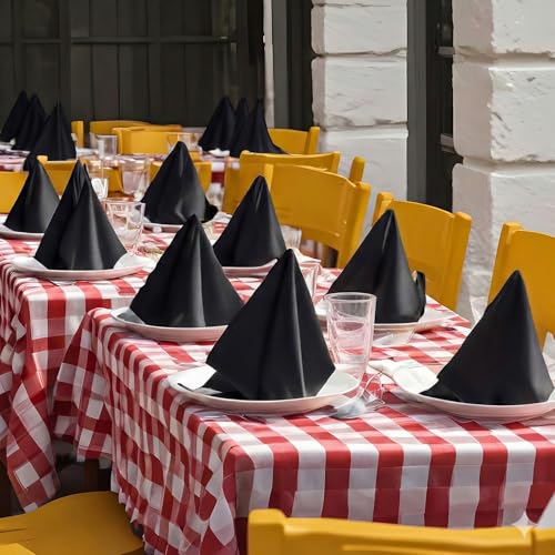 Servilletas de tela negras cuadradas set x6 51x51 cm poliéster miniatura 4