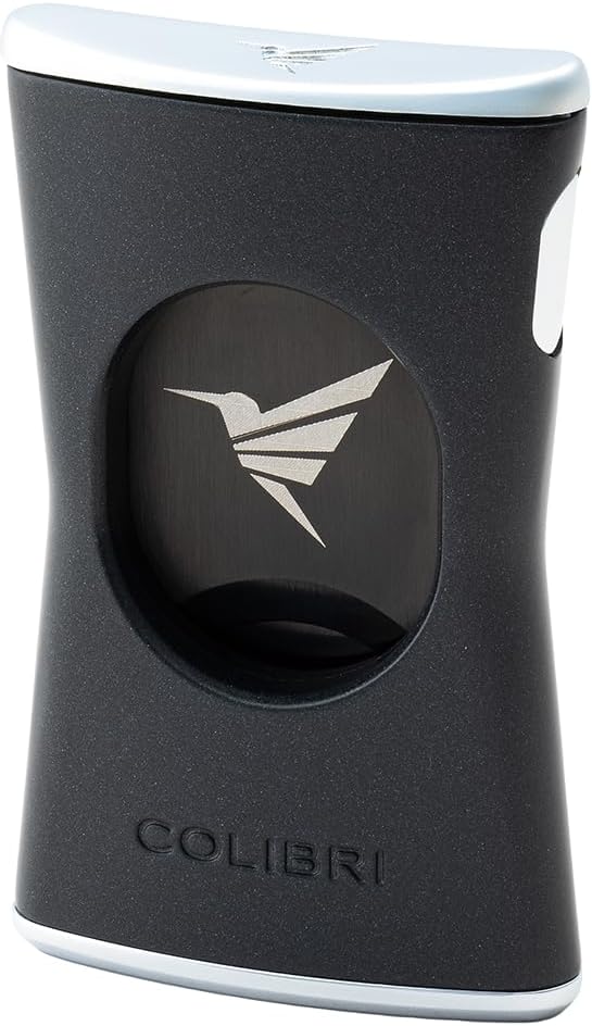 Colibri Slim Cigar Cutter – Ultra Thin Double Guillotine Straight Cut, Stainless Steel Blades, Pocket Size Design, Premium Gift for Men (Black + Chrome)