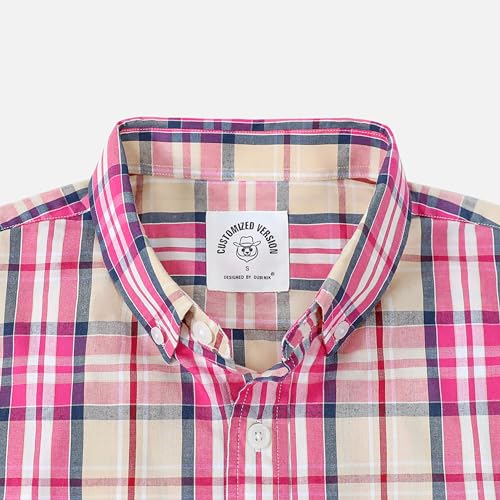 Image of Dubinik Mens Short Sleeve Button Down Shirts Soft Breathable Summer Vintage Regular Fit Lightweight Men's Casual Shirt