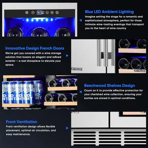 ORYMUSE 30" Stainless Steel Wine & Beverage Refrigerator - Dual Zone, Built-in/Freestanding with Upgraded Cooling - 30 Bottles & 110 Cans Capacity on Fridge.com