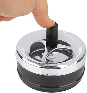 Nunafey Metal Ashtray, Smoking Tool Wiring Round Ashtray, Innovative Windproof Cover Ashtray for Outdoor Indoor(Black, Large)