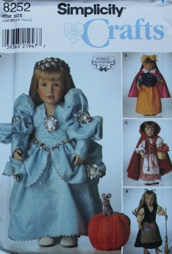 Patrons de couture pour poupée 18" Simplicity 8252 pour garde-robe de princesse