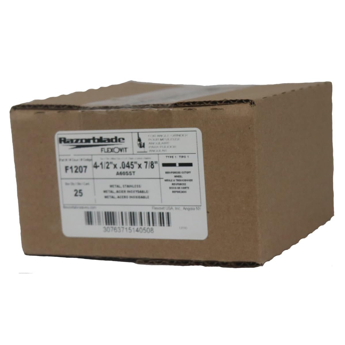 Flexovit® 4-1/2" X .045" X 7/8" RAZORBLADE® 60 Grit Aluminum Oxide Grain Reinforced Type 1 Thin Cut-Off Wheel (F1207 Pack of 25)