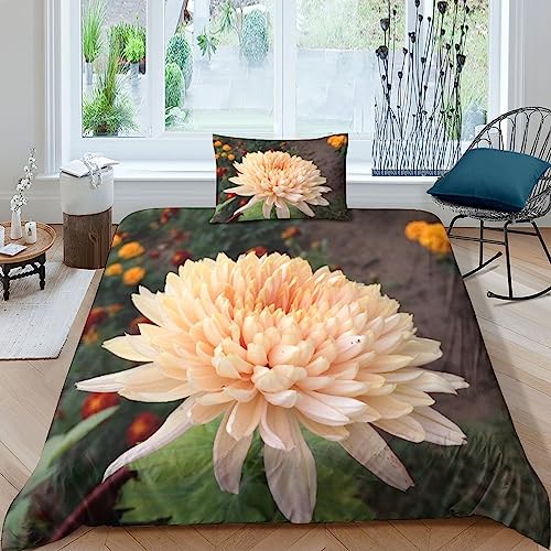 Ensemble de literie Chrysanthème 3D en microfibre durable premium - 2