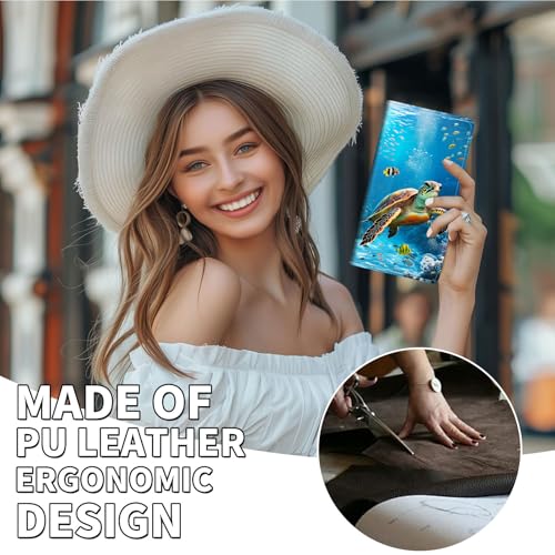 Wallet Women Ultra Slim Thim PU Leather Womens Wallet RFID Blocking Credit Card Holder Bifold Long Ladies Billfold, Sea Turtle 024
