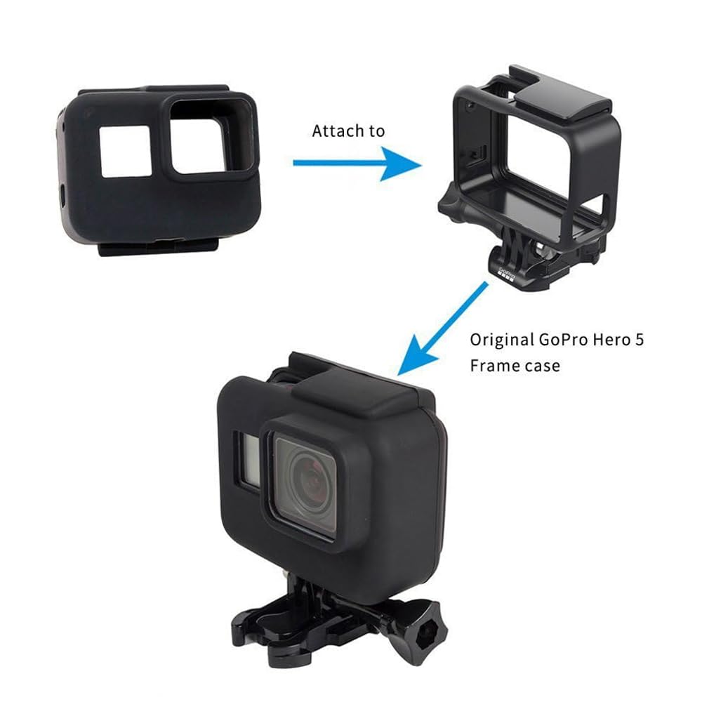 Action Pro Silicone Cover Side Frame Case Compatible with GoPro-5/6/7 Action Camera (Black) 3