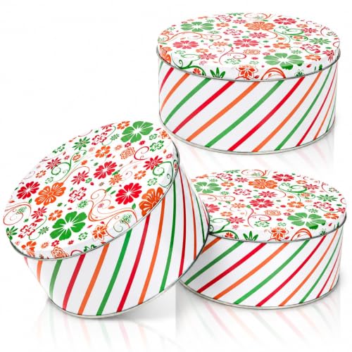 Yopay 3 Pack Round Decorative Cookie Tins, Food...