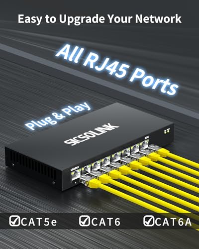Image of 8-Port 2.5G Unmanaged Ethernet Switch, 8x2.5G Base-T RJ45 Ports, 40Gbps Switching Capacity, Fanless Metal, Plug & Play for NAS, PC, Gaming, WiFi AP