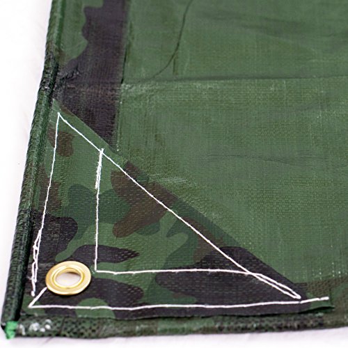 Heavy Duty Waterproof Camo Tarp - Reversible Camouflage / Green Tarp - 6x8 with UV Protection for Outdoor Camping RV Truck and Trailers