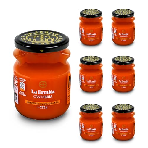 LA ERMITA MermeFruta de Zanahoria, Compota Dulce con 65% Verdura, Toque de Limón, Sin Gluten ni Conservantes, Tarro de Vidrio 275 g (Pack 6 unidades)
