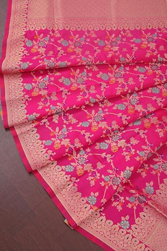 Image of DEVANGI Women's Woven Banarasi Silk Dupatta /Chunni For Women, Floral Print 1 Meter Wide and 2.3 Meter Length Printed Designer Dupatta /Chunni For Girls
