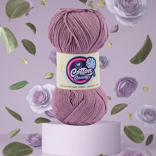 Image of NESTNHAVEN Cotton Candy 100% Cotton Yarn - (100g, 185 Meters) - Luxury Yarn for Crochet, Amigurumi, Embroidery, Toys, Garments, Flowers and Hobby, Projects. (Deep Purple) | (500 Gm)