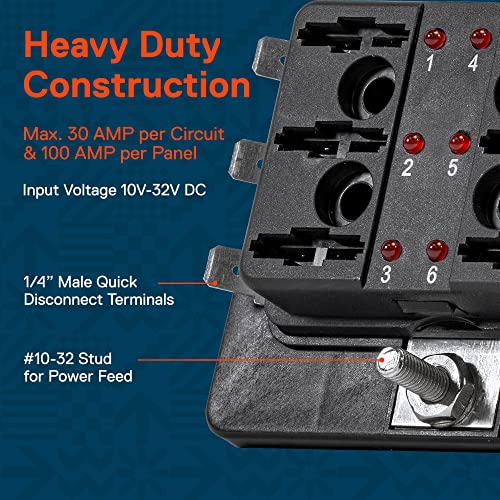 True Mods 6 Way Blade Fuse Box For Automotive ATC/ATO