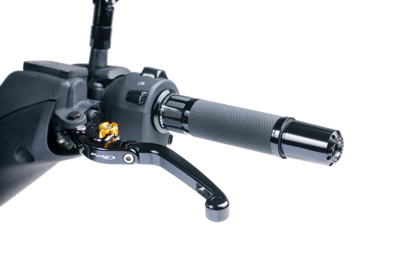 Puig 8188N Grips with anodized aluminum insert and non-slip rubber that improve grip, control and riding comfort, Black
