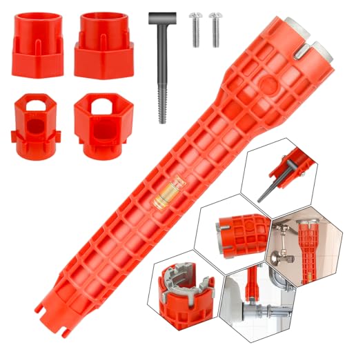 JORETLE 14 in 1 Faucet and Sink Installer,Faucet and Sink Wrench,Multifunctional Sink Wrench,Suitable for Installing Pipes under Bathrooms,Toilets,Kitchens,and Sinks(Red) by JORETLE - Used condition - US$12.02