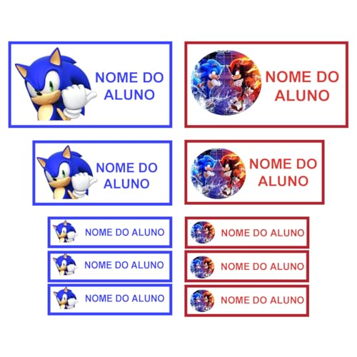 Etiqueta escolar personalizada sonic diversos personagens impermeavel vinil 100 unidades