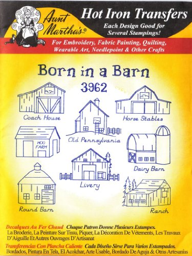 Born in a Barn Aunt Martha's Hot Iron Embroidery Transfer