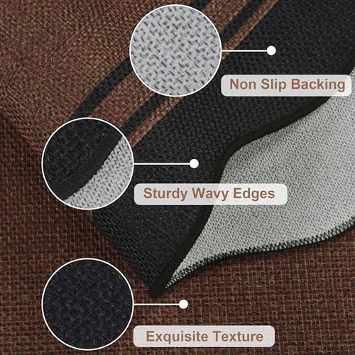 Image of Easy Jute 3x5 Outdoor Rug Washable Non Slip Rug for Entryway Indoor Outdoor Farmhouse Neutral Scalloped Carpet for Backyard Patio Proch Living Room
