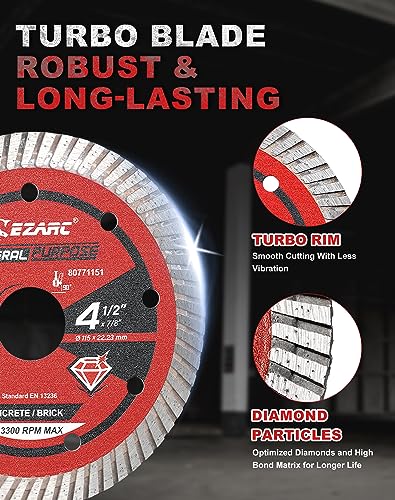 EZARC Diamond Cutting Discs, 3-Pack Diamond Blades for Stone Granite, Concrete, Porcelain, Ceramic, Marble Tile - Image 3