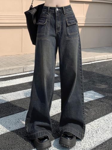 Image of GRECIILOOKS Baggy Jeans for Women | High Waist Wide Leg Stylish for Girls Trendy Women's Pant | Loose Jean for Women's | Jean for Womens