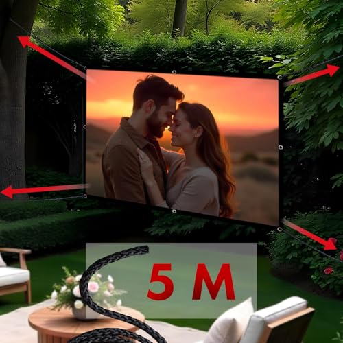 Maclean Tragbare Projektionswand – Hochwertige Polyester-Leinwand mit 25mm Schwarzem Rand, 179° Betrachtungswinkel und Einfache Montage (150, 300x220cm, 4:3)