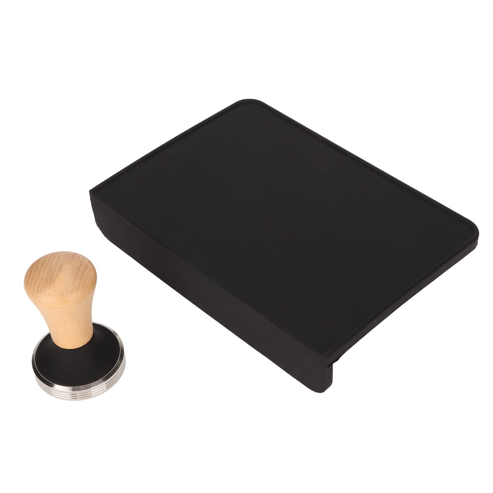 Juego de Manipulación de café de Madera con Tapete de Silicona Diseñado para Baristas Principiantes Materiales de Primera Calidad Duraderos y Fáciles de Limpiar 8,5 X 6,0 Pulgadas