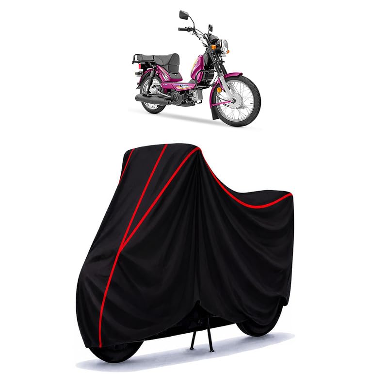 Image of TVS Heavy Duty BS6 Water Resistant Bike Cover for All Motorcycles & Rain | Heavy Duty Taffeta Fabric | UV Protection, Dustproof, Scratchproof | All Weather Two Wheeler Body Cover with Elastic Bottom