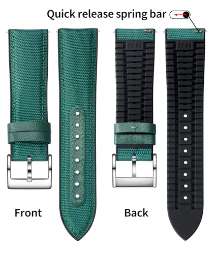 Image of BINLUN Nylon Silicone Watch Bands 18mm 19mm 20mm 21mm 22mm Quick Release Canvas Rubber Hybrid Watch Strap Replacement Watchband for Men Women 9 Colors Silver /Black Buckle