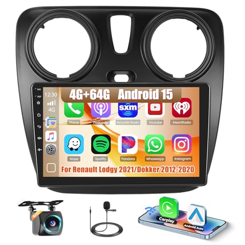 Autoradio 2 Din Renault Lodgy Dokker GPS tactile 9 pouces Android Auto Carplay sans fil