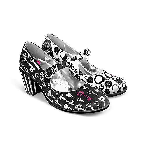 Image of Hot Chocolate Design Artistic Women's Mid Heel Strap Pumps | Block Heel Design, Vegan Faux-Leather Upper, Padded Footbed, Buckle Closure, Occasion Pumps for Women