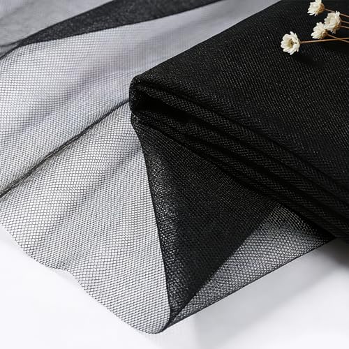 Image of Black Tulle Fabric 108 inch x 10 Yards for Wedding Pew Bows Garden Netting Plant Cover Gift Wrapping Ceiling Draping Baby Shower Birthday Party Reception DIY Craft Supplies