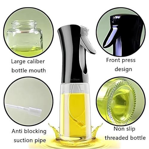 Image of GO STORE Oil Sprayer For Cooking, 200 Ml, Glass Body, Refillable Cooking Oil Spray Bottle Spritzer, Widely Used For Salad Making, Baking, Frying, Bbq