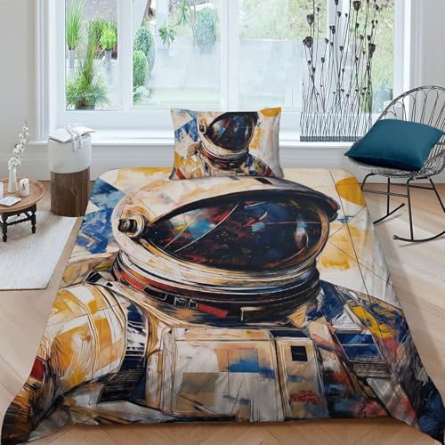 Housse de couette astronaute 135x200 parure lit espace microfibre - 3
