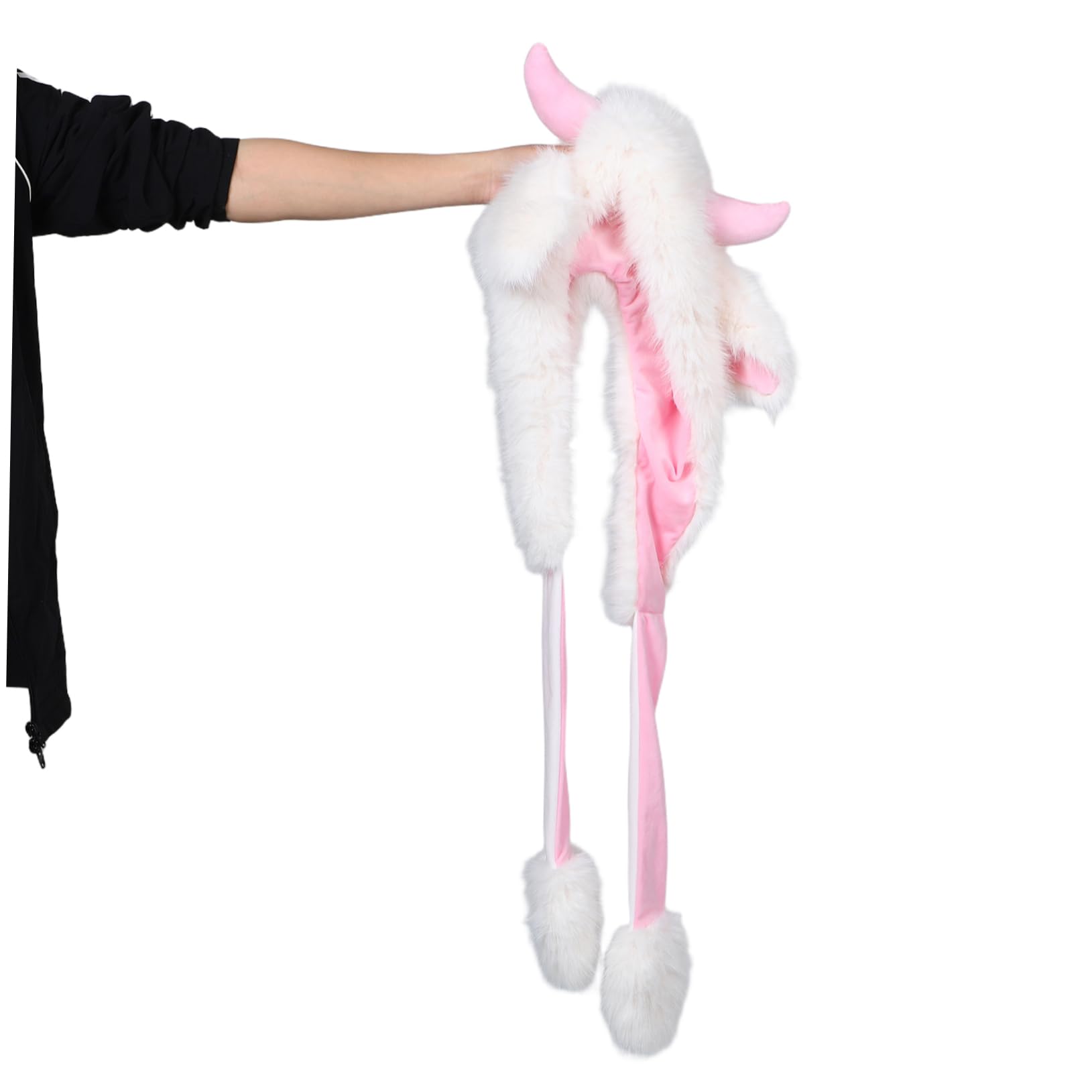 FOMIYES Sombrero de Cuerno Adorable Gorro de Peluche con Bufanda Protector de Orejas Gorro de Animal para Niñas y Adolescentes