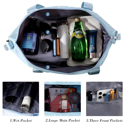 Travel Duffel Bag with Wet Pocket & Trolley Sleeve, Waterproof Expandable - image 5