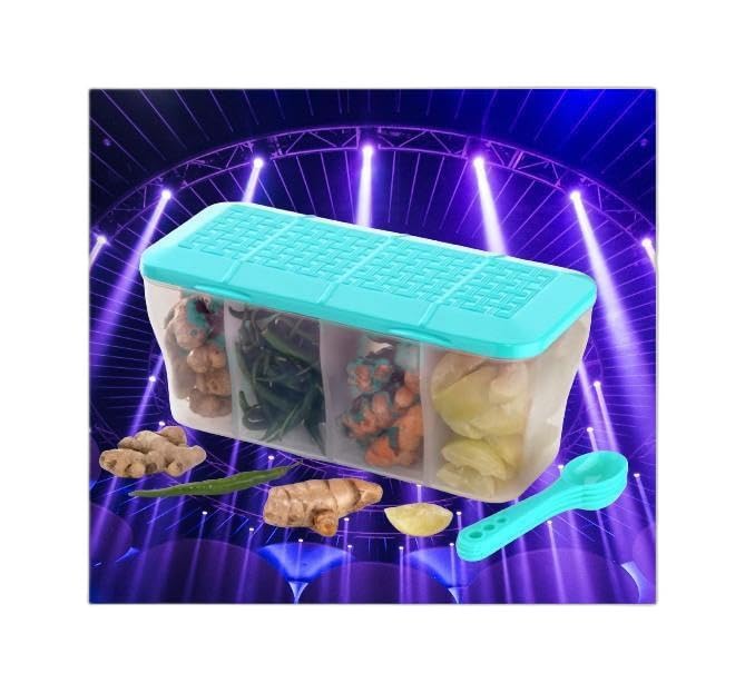 Storage Containers 4 Section Container Set for Kitchen Airtight Plastic | Pickle jar and Storage|BPA Free |Organizer Items| 1100 ML Unbreakable & Air-Tight Design | Fr|Design – 681for Home