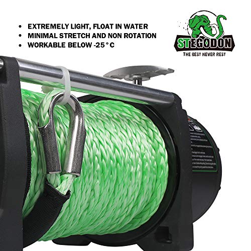 STEGODON 9500 lb. Load Capacity Electric Winch,12V Waterproof IP67 Electric Winch with Hawse Fairlead, Synthetic Rope Winch with Wireless Handheld Remote and Wired Handle