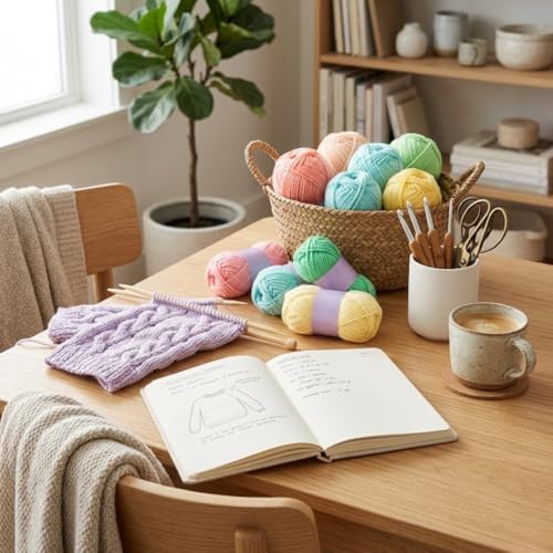Image of 12 Multicolor Soft Wool Yarn Balls for Knitting, Crochet & DIY Craft | Acrylic Knitting Thread for Hand Embroidery, Weaving, Sewing & Art Projects | Bright Assorted Colors (Pastel 10)