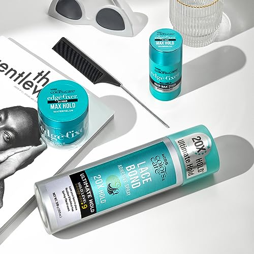 kiss colors amp care lace bond adhesive spray ultimate hold 111 oz - adhesive for lace frontals sweat proof water-resistant fast drying efficient nozzle convenient super secure for all day