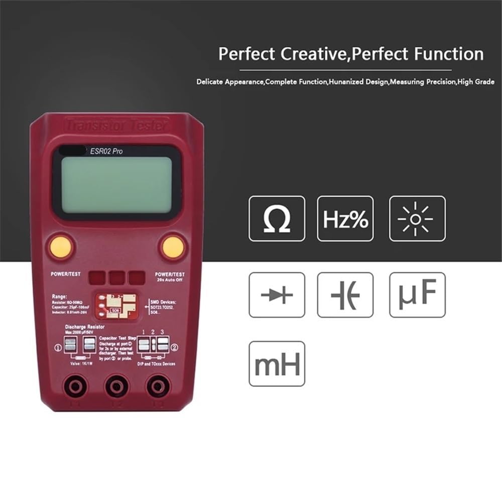 Professionale Digitale Transistor Tester Diodo Triodo Capacità Resistore Meter MOS/PNP/NPN SMD Test Multimetro ESR02 Pro(ESR02 PRO R)