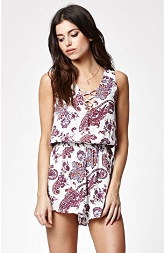 Kendall & Kylie Womens Paisley Print Crisscross Straps Romper