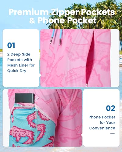 maamgic 7 Inch Mens Swim Trunks with Compression Liner Board Shorts with Zippered Pocket Bathing Suit for Beach Vacation - Image 5