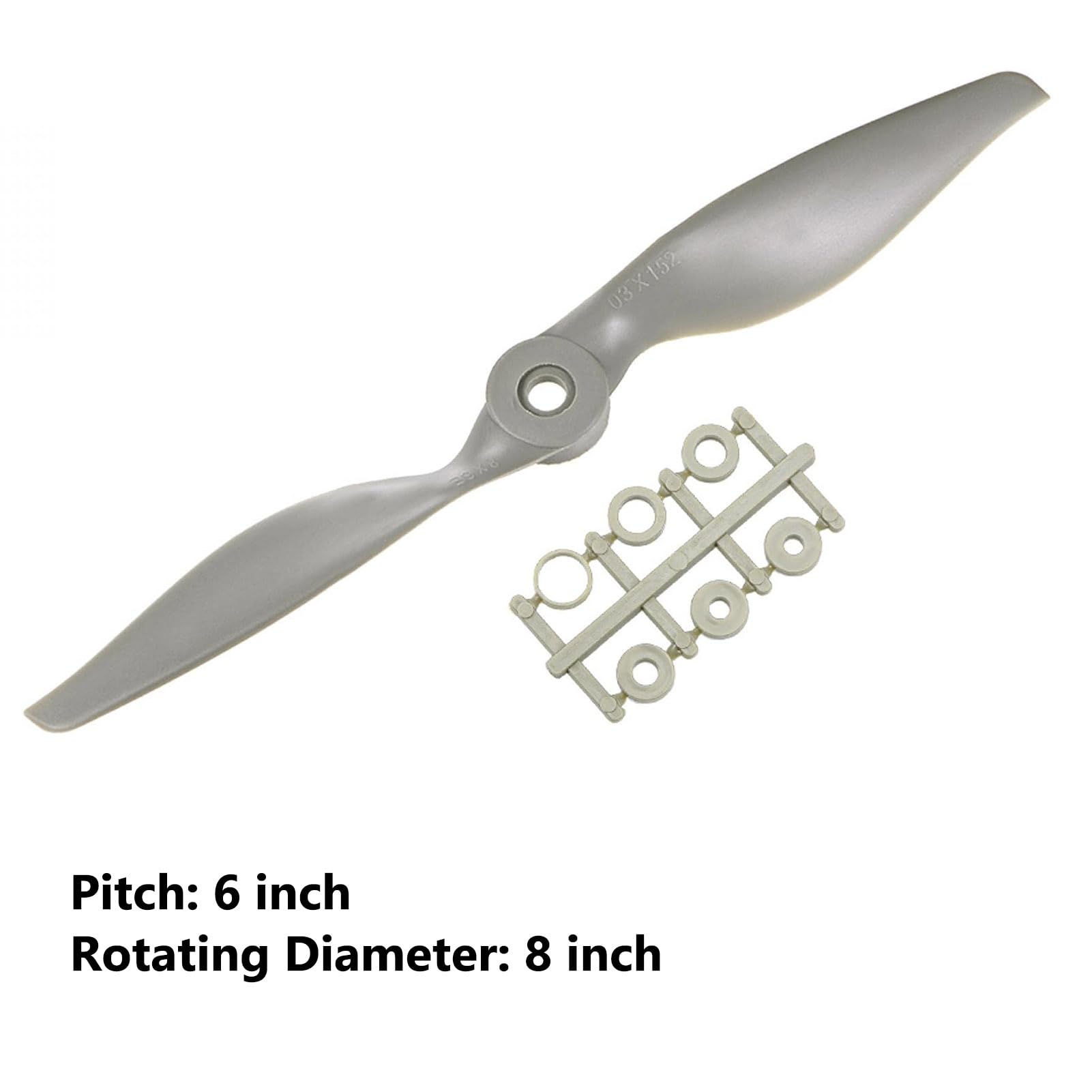 TOP-VIGOR 2pcs CW RC Propellers 8060 8 x 6 Inch 2-Vane RC Vehicle Propellers Replacement for RC Airplane with Adapter Rings Nylon Gray