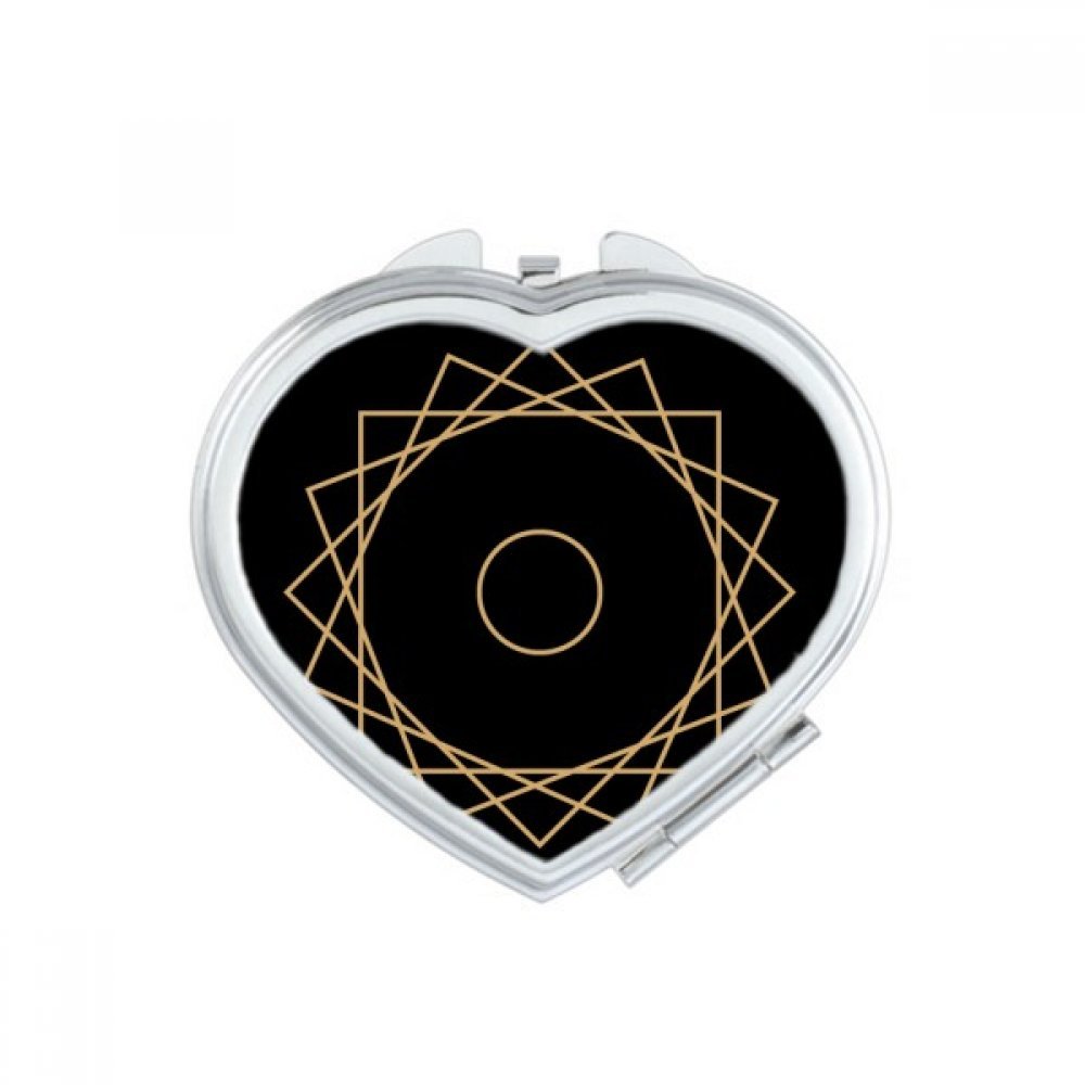 Miroir de poche portable cadeau mignon à la main motif totem géométrie ovale