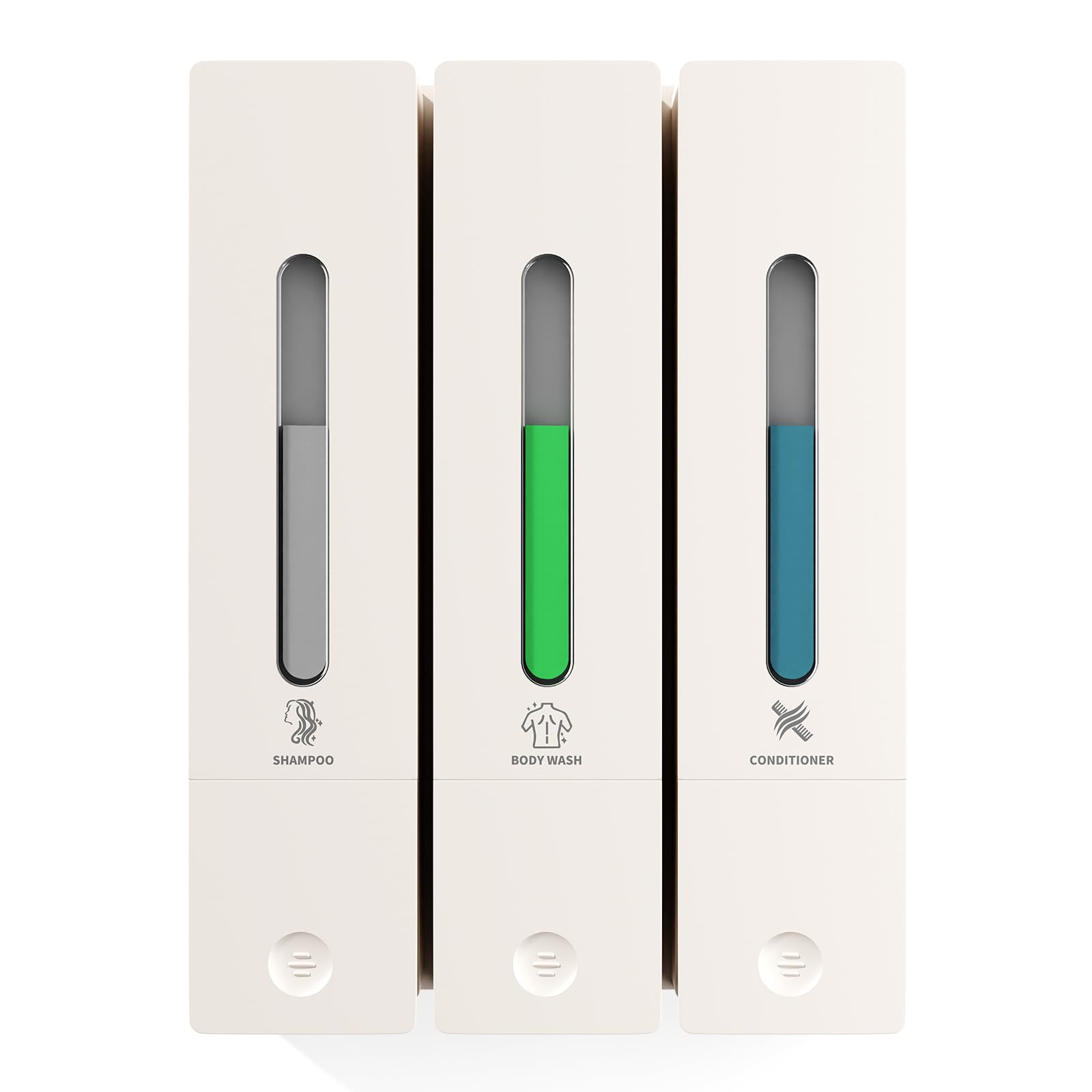 Shampoo and Conditioner Dispenser - Wall-Mounted 3-Chamber Shower Soap Dispenser, No-Drill, 1200ML Capacity, for Bathroom & Hotel