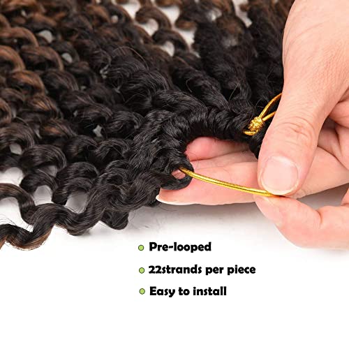 Passion Twist Hair Water Wave Crochet Hair For Black Women 18 Inch 6 Packs Passion Twists Braiding Hair Long Bohemian Curly Crochet Braids Synthetic Hair Extensions (18Inch, Black-Dark Brown-Light Brown) #TOP3