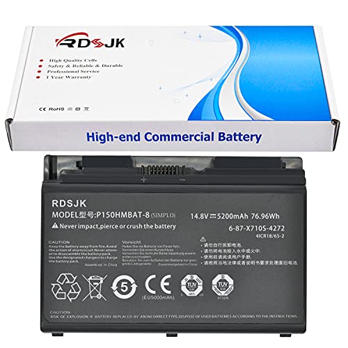P150HMBAT-8 X710S Battery Compatible Sager Clevo 6-87-X710S-4271 6-87-X710S-4272 6-87-X710S-4273 6-87-X710S-4J7 6-87-X710S-4J72 Series Lapotp P170 P170HM P170EM P170SM P170HM3 14.8V 76.96Wh/5200mAh