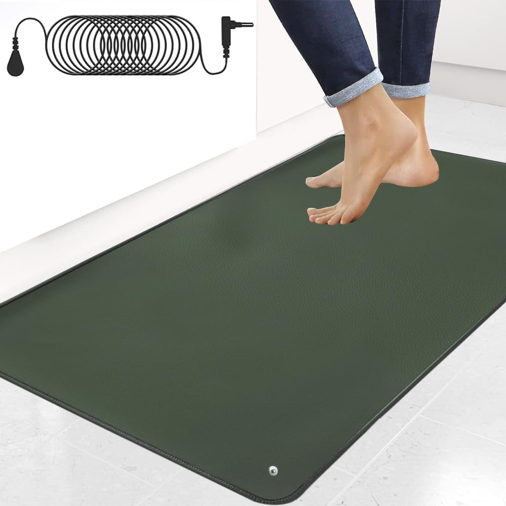 Grounding Mat for Foot, Desk, Atrovirens Grounding Pad for Working, Sleeping Better and Pain Relief with 16.4 Feet Grounding Cord (13"*23.6")