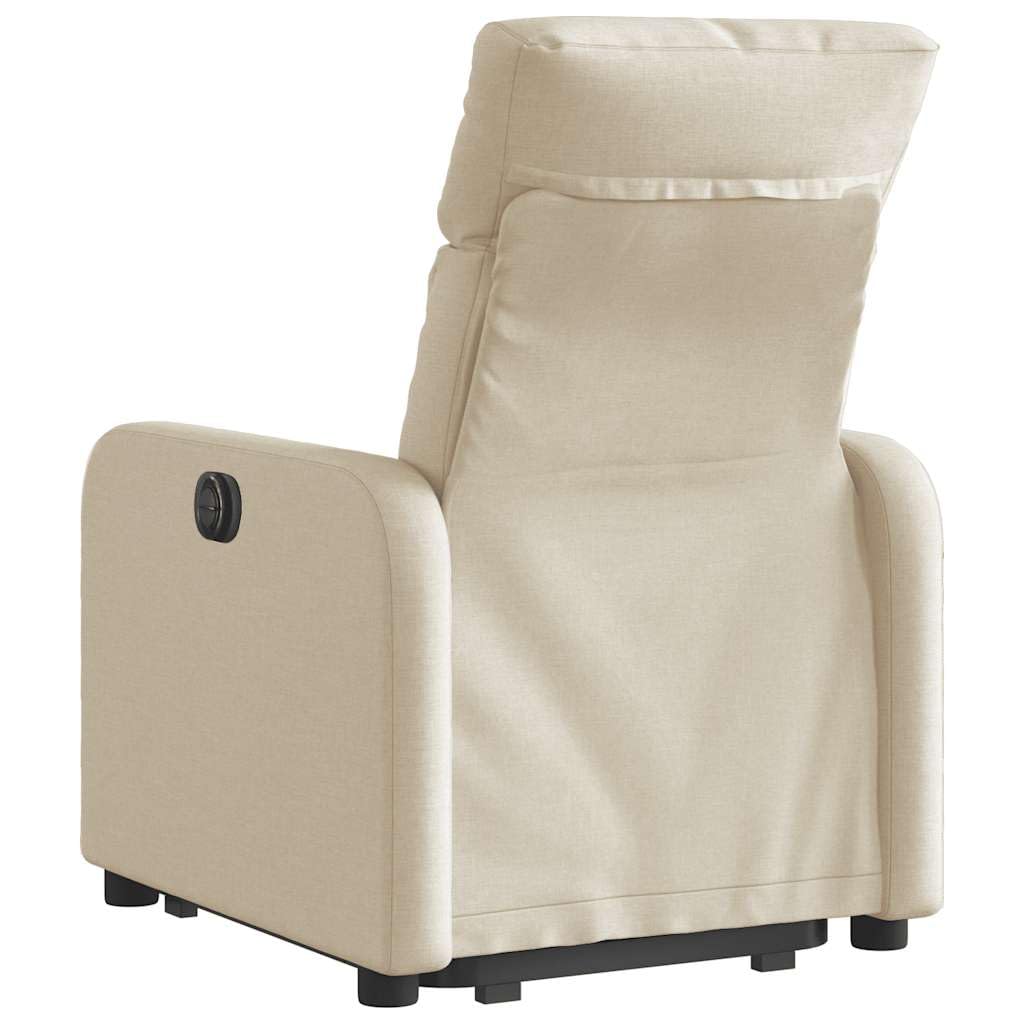 Sillón elevador reclinable de tela color crema con motor eléctrico y reclinación manual, asiento acolchado y marco estable, función de elevación para personas mayores, máxima
